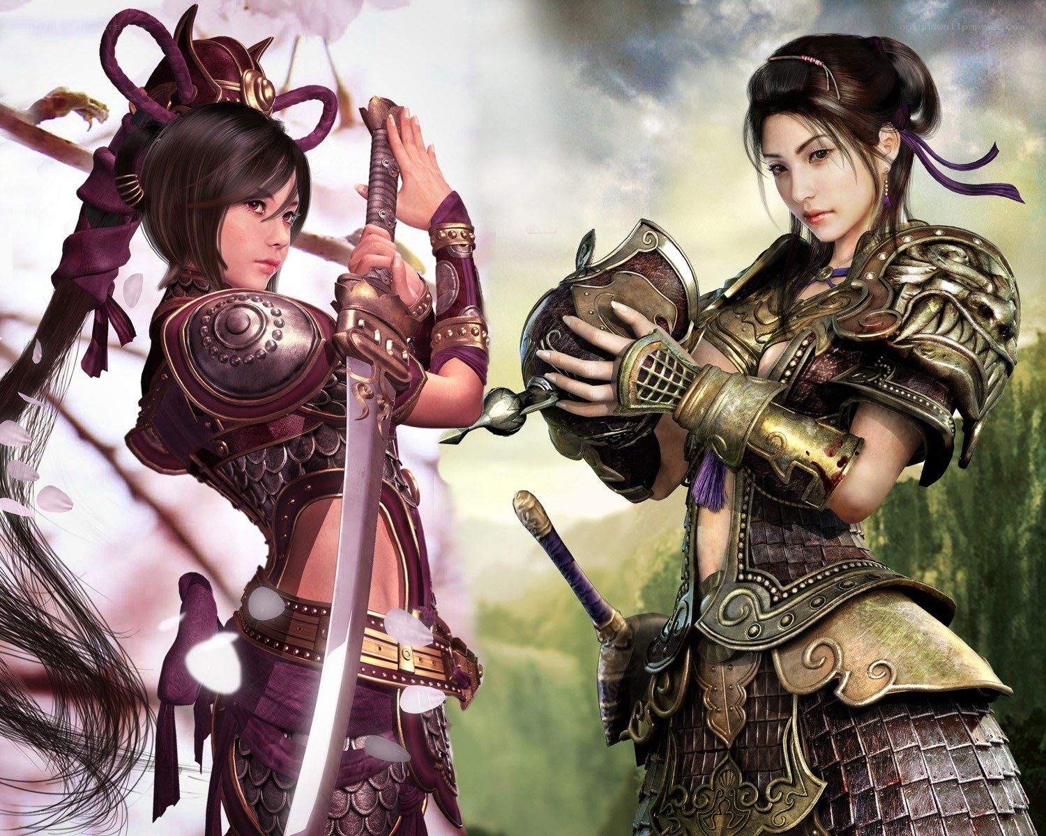 Two armored female warriors
