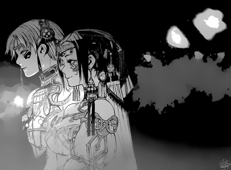 Two Armored Figures — Black, Dramatic, Night, Manga