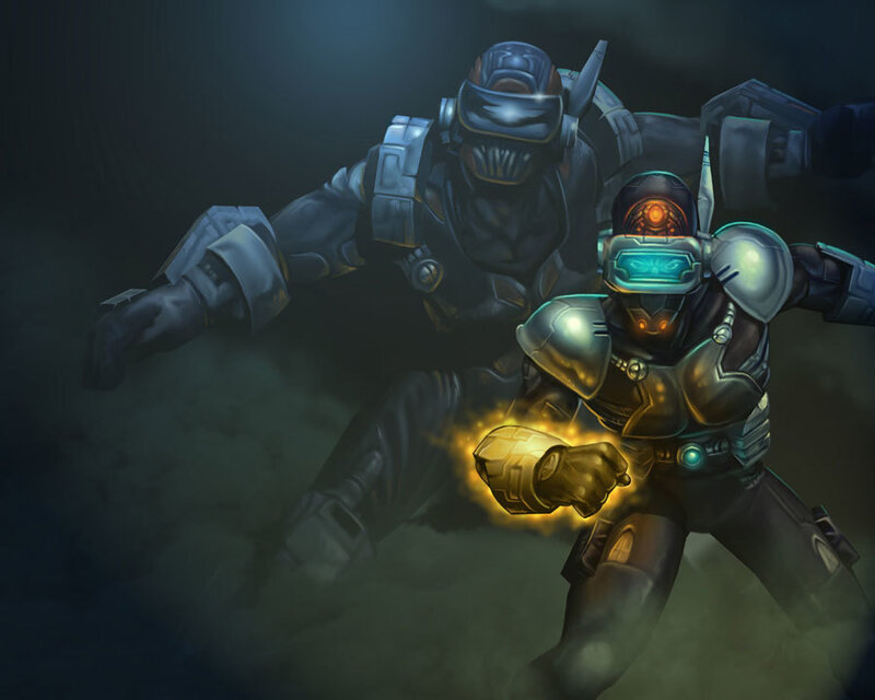 Two Armored Figures — Black, Dramatic, Night