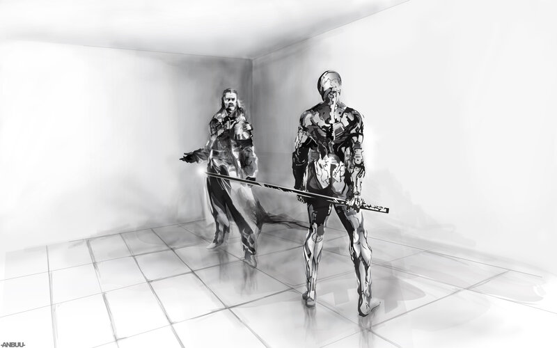 Two Armored Figures — Black