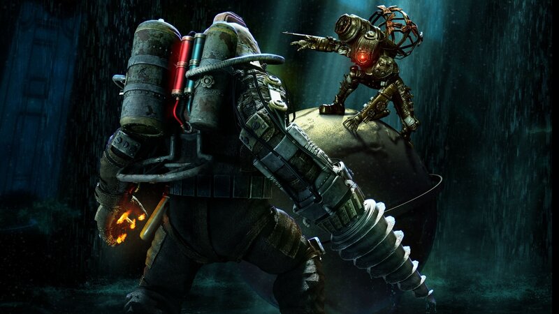 Two Armored Figures — Blue, Dark, Dramatic