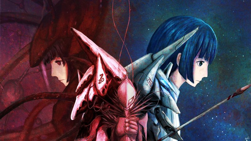 Two Armored Figures — Blue, Dramatic, Night