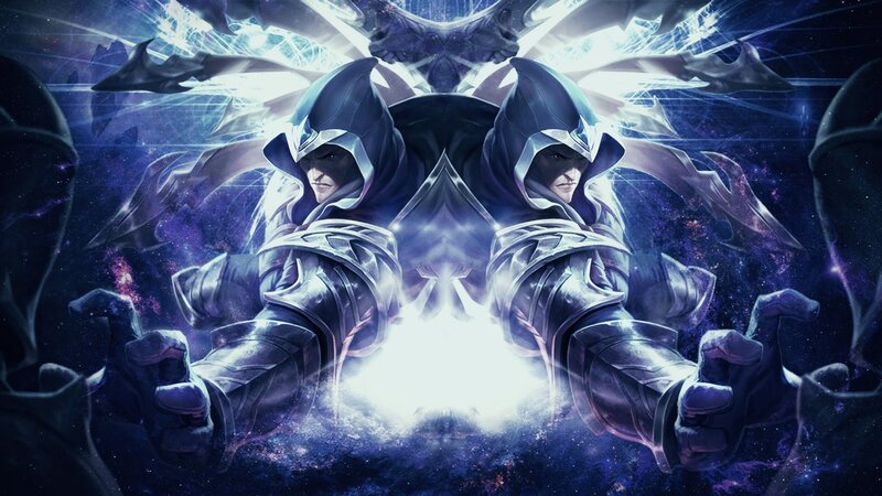Two Armored Figures — Blue, Dramatic