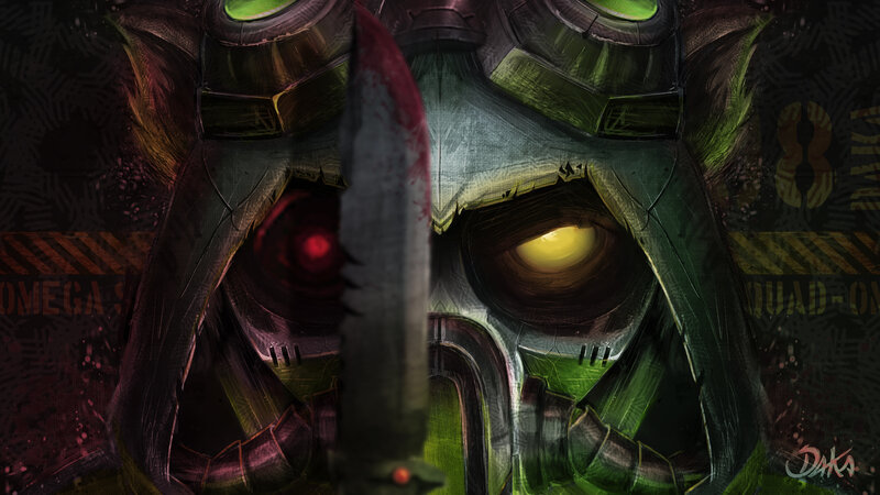 Two Armored Figures Facing — Green