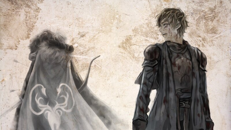 Two Armored Figures — Gray, Dramatic, Digital Art