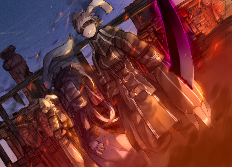 Two Armored Figures in Battle