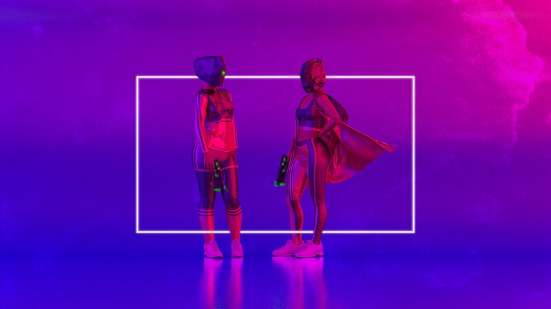 Two Armored Figures — Purple, Futuristic