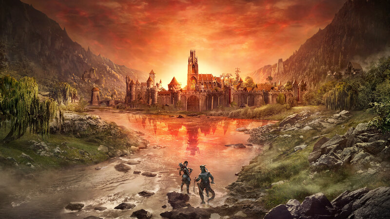 Two Armored Figures — Red, Dramatic, Sunset