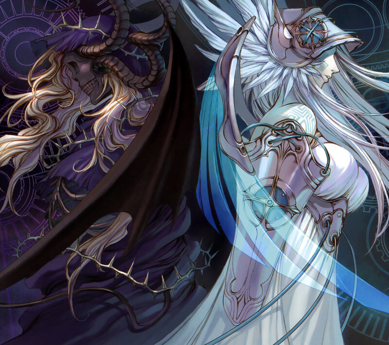 Two Armored Figures — White, Dramatic