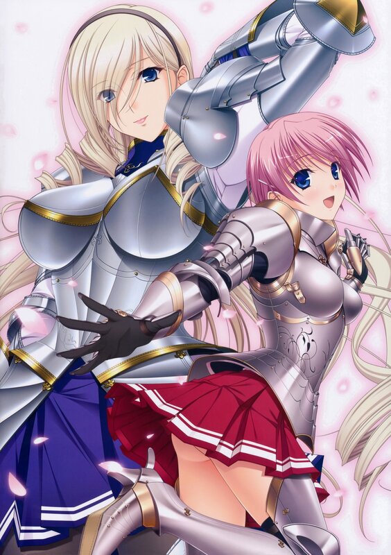 Two armored girls in a fantasy scene