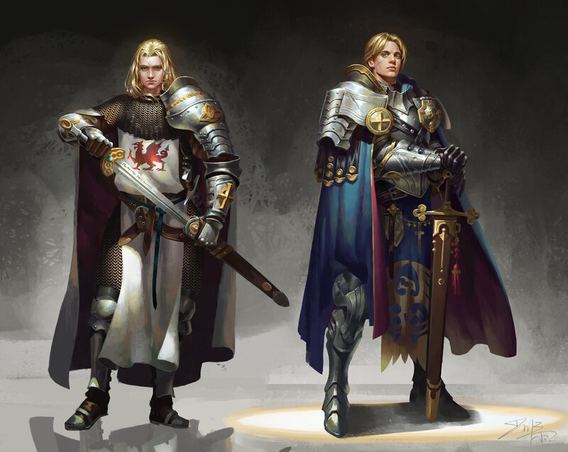 Two Armored Knights — Gray