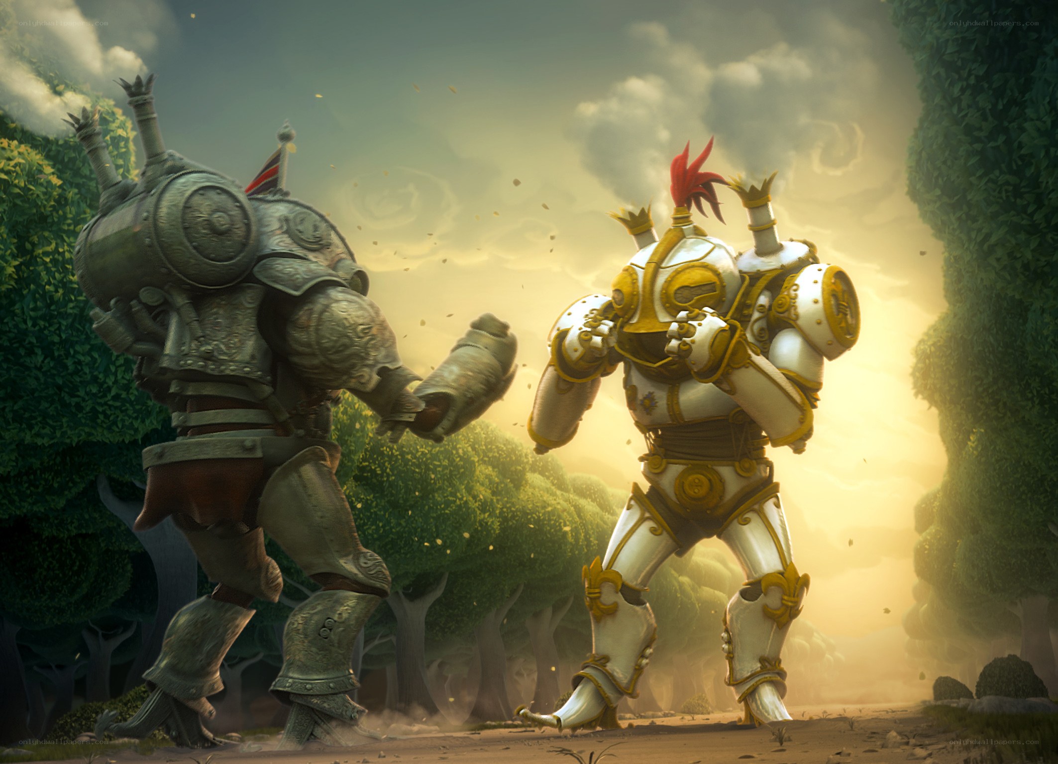 Two armored robots fighting