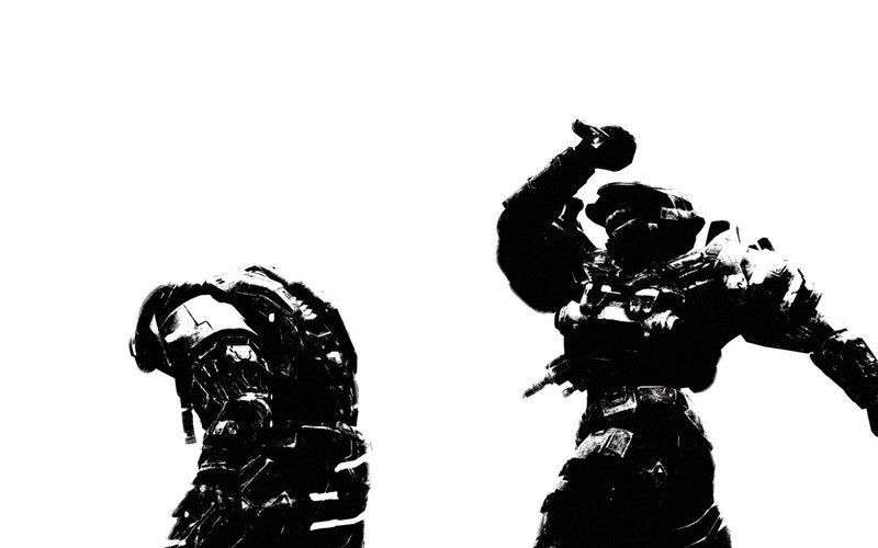 Two Armored Soldiers — Black, Dramatic