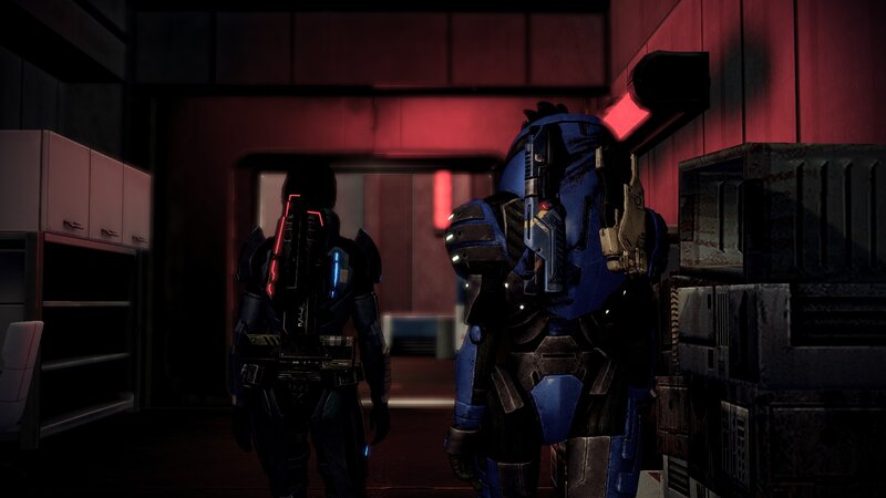 Two Armored Soldiers — Blue, Tense, Night