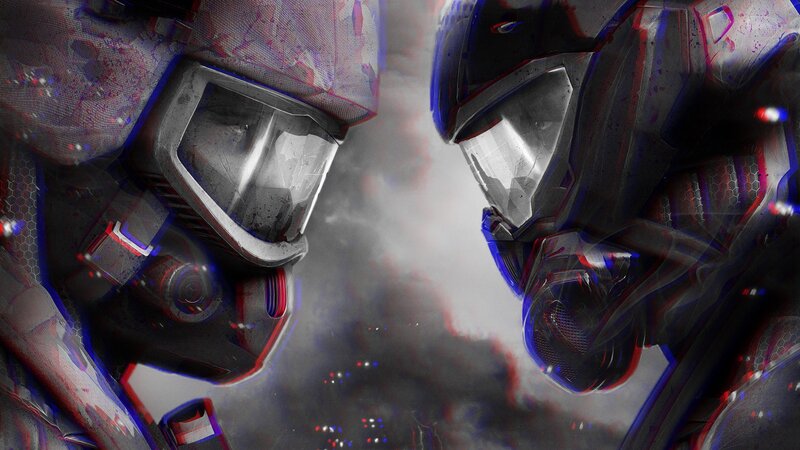Two Armored Soldiers Facing — Gray