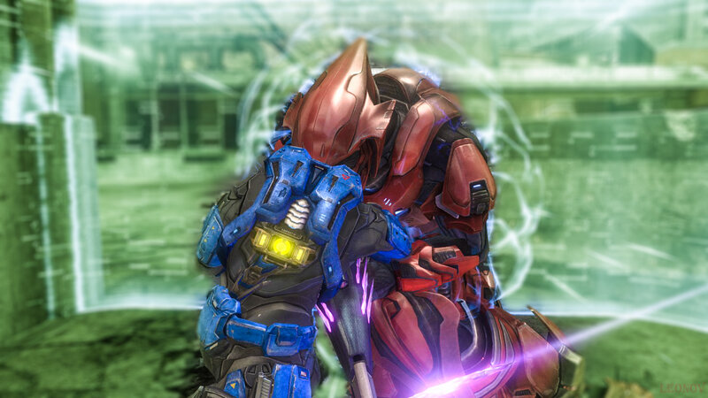 Two Armored Soldiers Hugging