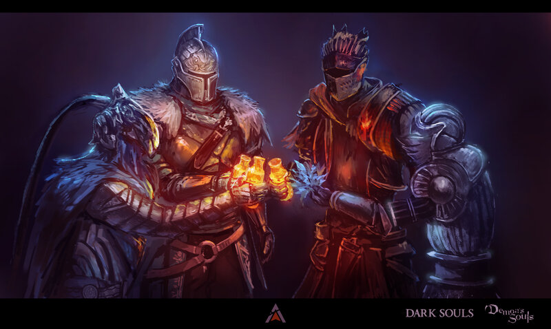 Two Armored Warriors — Black, Dramatic, Night, Digital Art, Armor