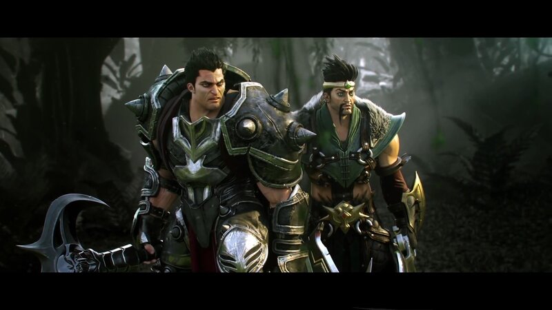 Two Armored Warriors — Green, Dark, 3d Render