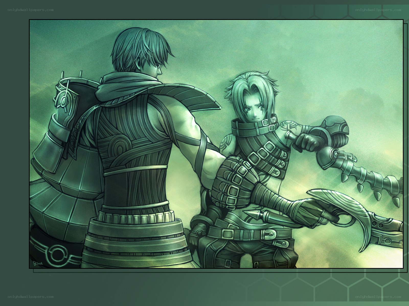 Two armored warriors in combat