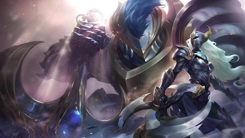 Two Armored Warriors — Purple, Dramatic