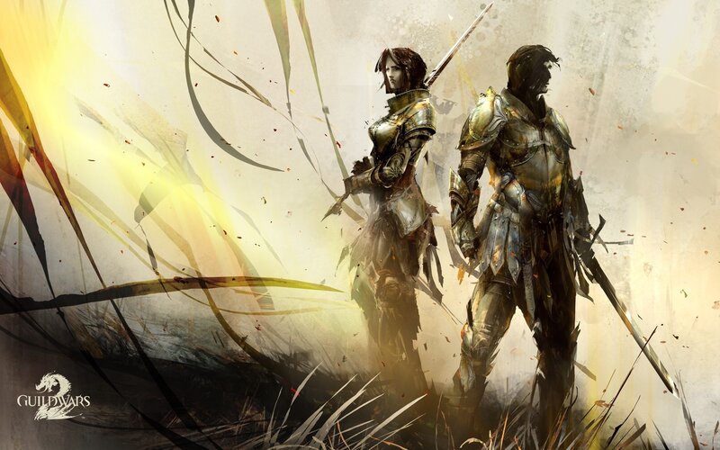 Two Armored Warriors — Yellow, Dramatic, Sunrise