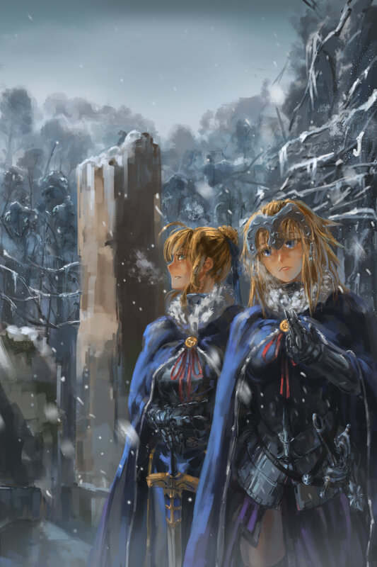Two Armored Women in Snow
