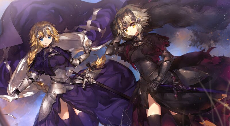 Two Armored Women — Purple, Dramatic, Anime, Swords