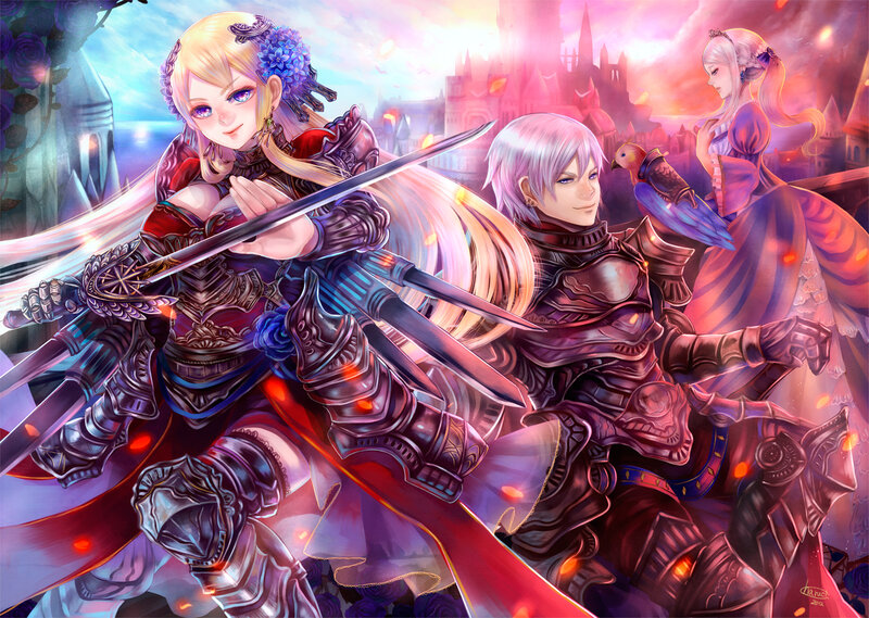 Two Armored Women — Purple
