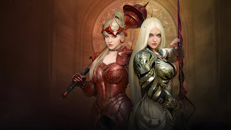 Two Armored Women — Red