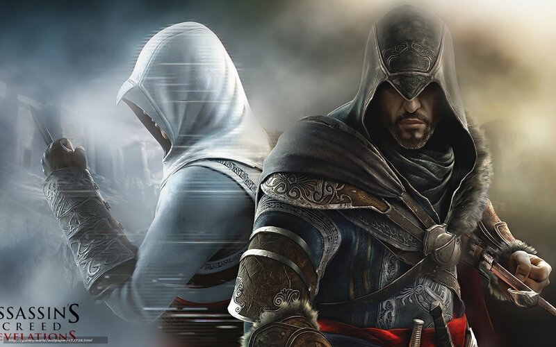 Two Assassins in Hooded Cloaks — Gray, Dramatic, Digital Art