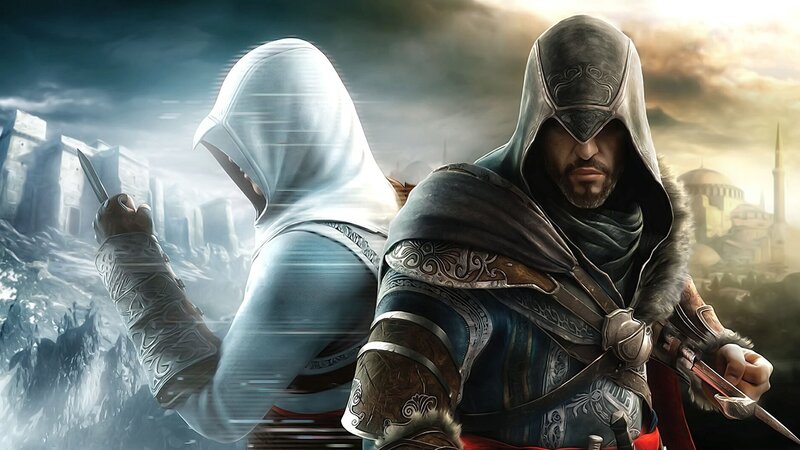 Two Assassins in Hooded Cloaks — Gray, Dramatic, Sunset, Digital Art, Dagger
