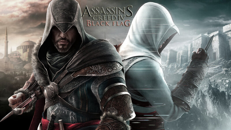 Two Assassins in Hooded Robes — Gray, Dramatic, Digital Art, Sword