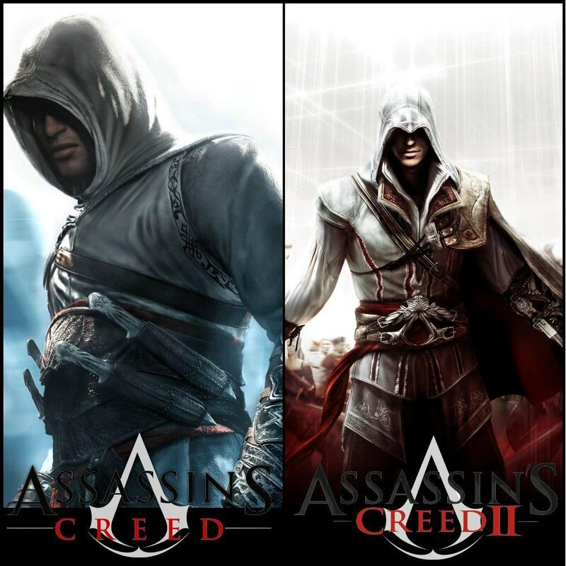 Two Assassins in Hooded Robes — White