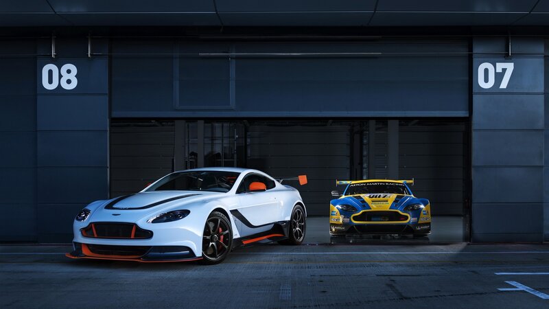 Two Aston Martin Cars — White, Dramatic