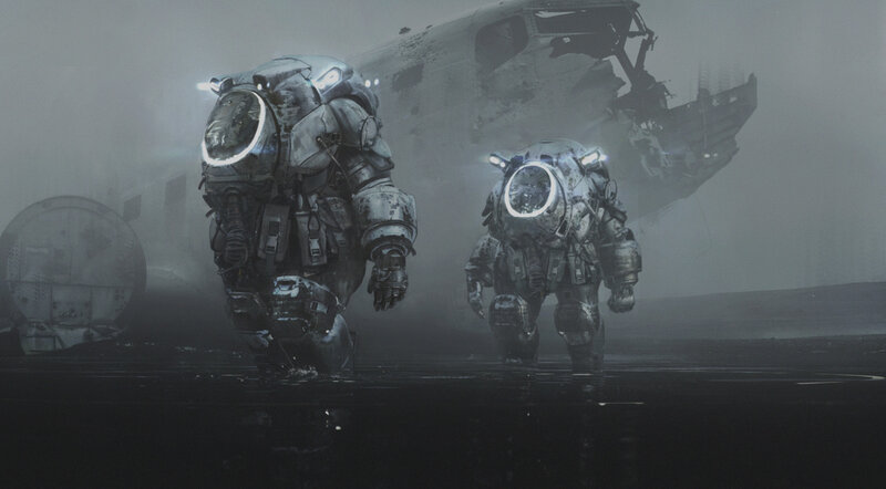 Two Astronauts in Armor — Gray