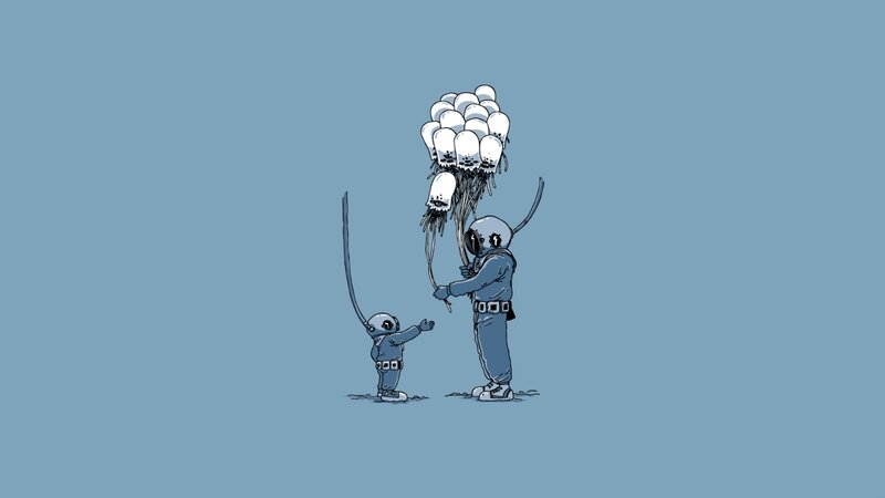 Two Astronauts with Balloons