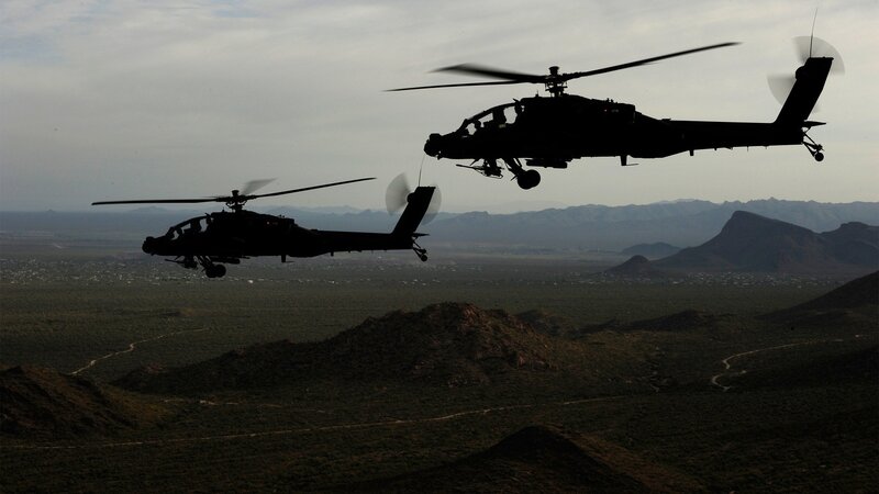 Two Attack Helicopters — Black