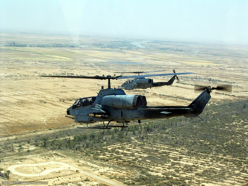 Two Attack Helicopters — Gray
