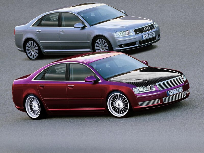 Two Audi A8 luxury sedans
