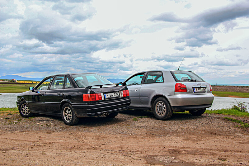 Two Audi Cars — Gray, Dramatic