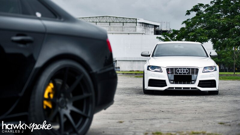 Two Audi Cars — White, Dramatic