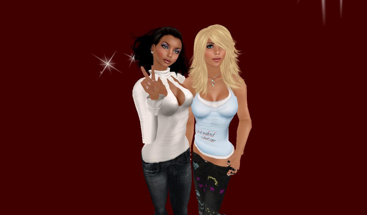two avatars posing together