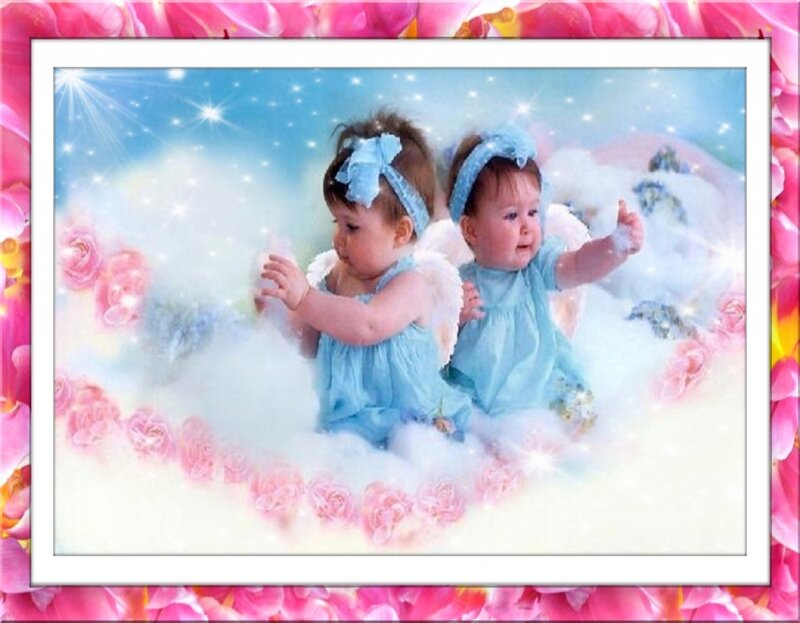 Two Babies as Angels — Blue, Dreamy