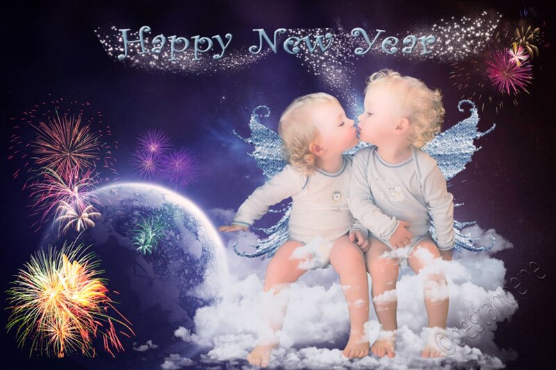Two Babies as Angels — Purple