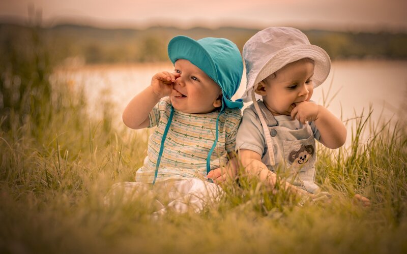 Two Babies in Grass