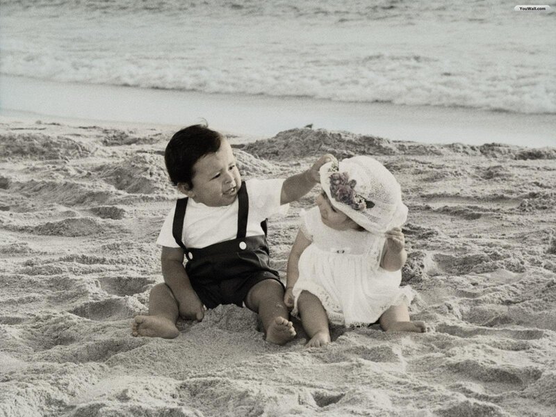 Two Babies on Beach