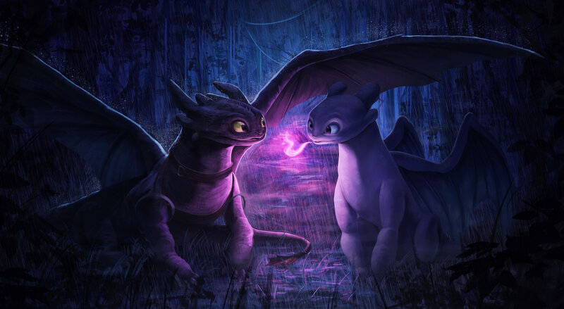 Two Baby Dragons — Purple