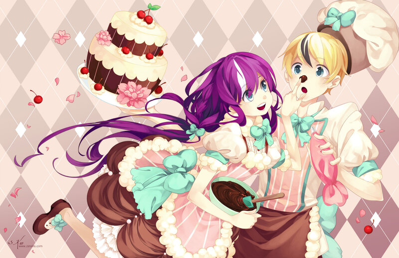 Two Bakers with Cake
