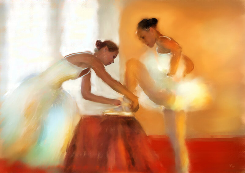 Two Ballerinas in Studio