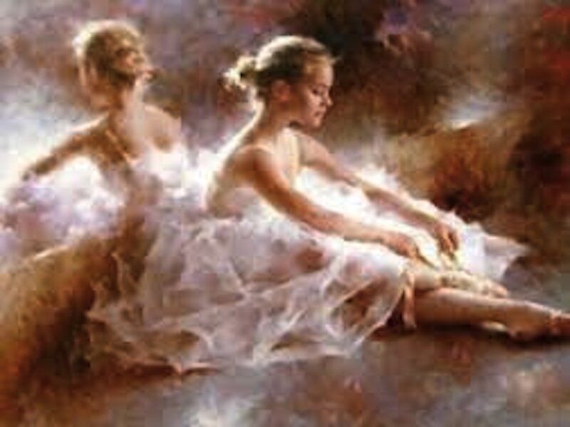 Two Ballerinas Sitting